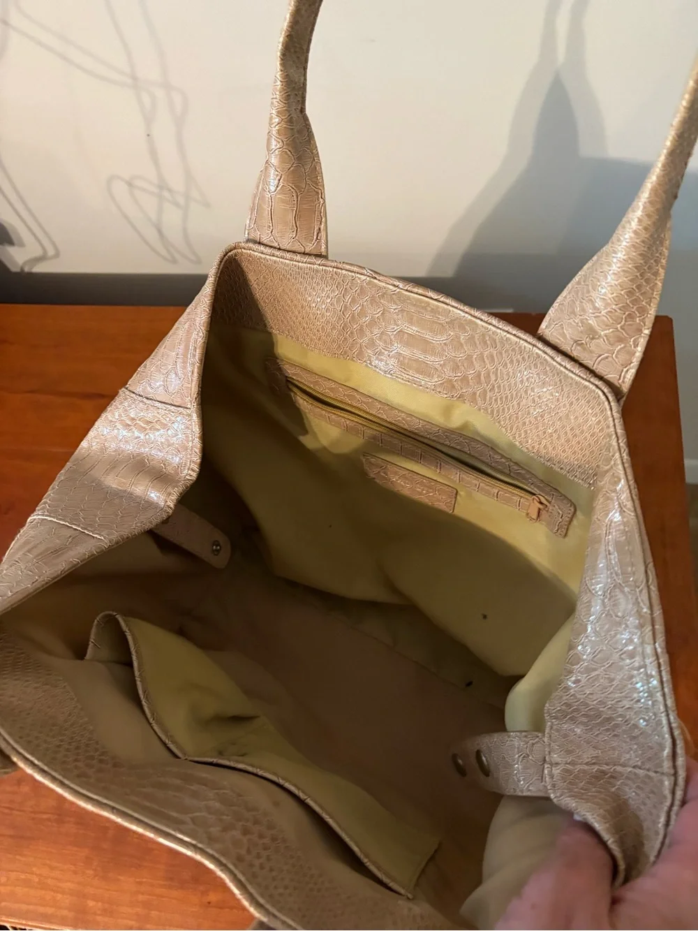 Tan Faux Snakeskin Oversized Hobo Shoulder Bag Y2K vegan leather